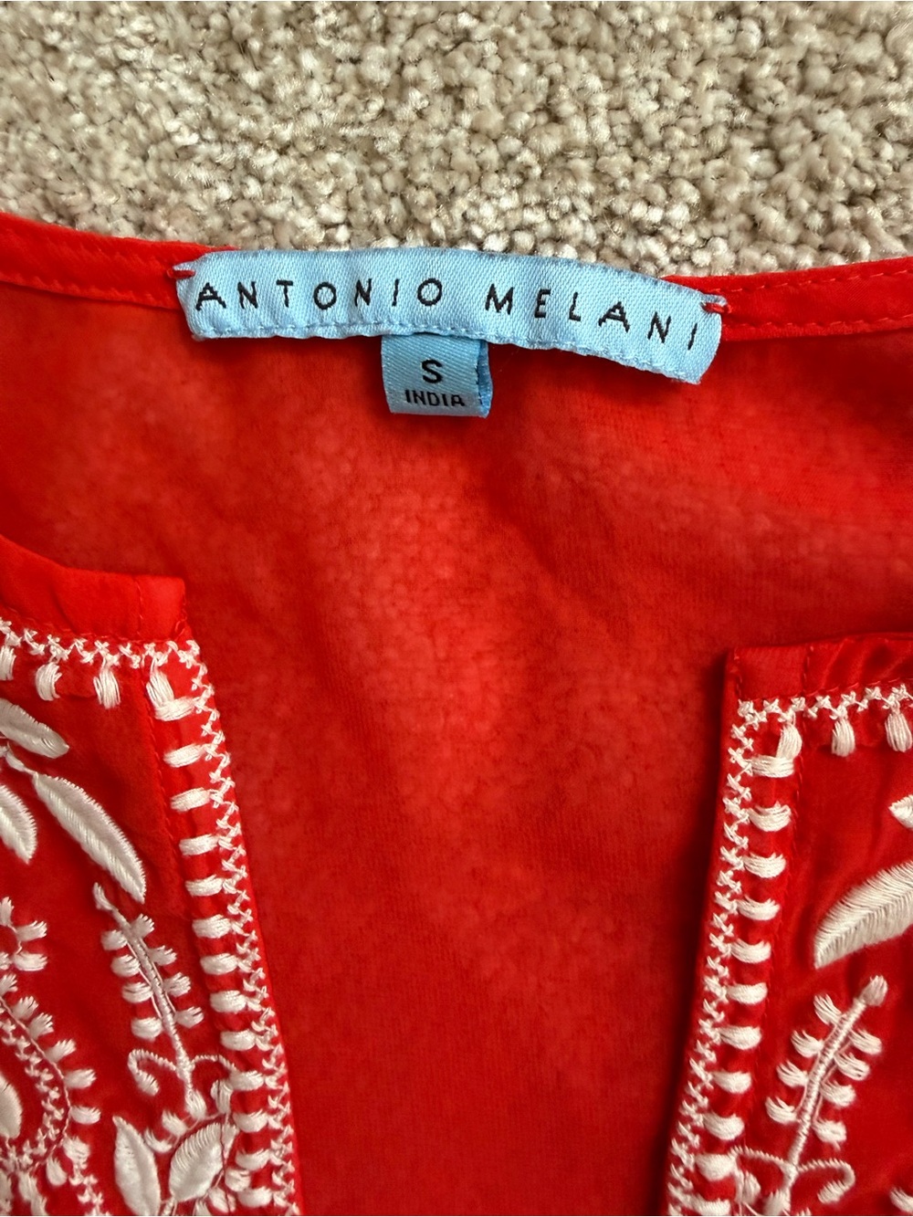 Antonio Melani Orange Sheer Embroidered Tunic / Swim Cover-Up – Size Small (EUC) - Picture 2 of 6